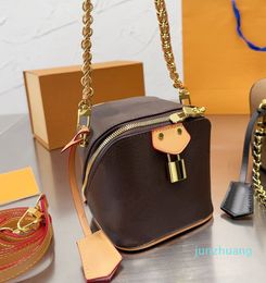 chain bag designer handbags women mini crossbody bag ladies Fashion Classic brown flower handbag with Lock