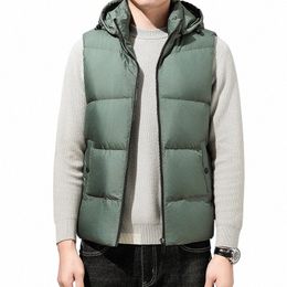 high End Men's 85% White Duck Down Sleevel Jacket Autumn & Winter Hooded Warm Waistcoat Male Duck Down Zipper Cardigan Vest Q2VT#