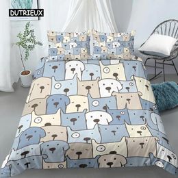 Bedding Sets Cartoon Dog Duvet Cover Set Funny Pug Print King Size For Kids Boys Girls Animal Theme 2/3pcs Twin Comforter