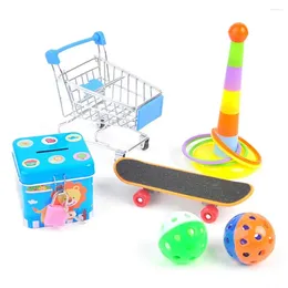 Other Bird Supplies Training Toy Mini 5/6/7Pcs Parrot Toys Kit Pet Skateboard Ball Shopping Cart Foraging Rings Educational Puzzle Playing