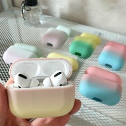 Gradient PC Hard Protective Cases Plastic Sleeve For Airpods 1 2 3 Pro Air Pods Airpod Earphone Headphone Charging Box Unique Rainbow Shockproof Cover Shell With Bags