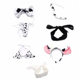 cow Sexy Cosplay Costume Maid Swimsuit Anime Bikini Set Bra And Panty Stocking E8bu#