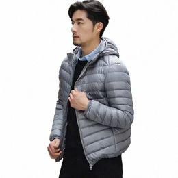 m-6xl Man Duck Down Jacket Ultra Light Spring Hooded Jackets Men Portable Outerwear Waterproof Windbreak Coat T6Lp#