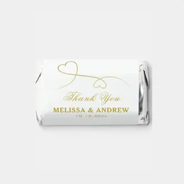 Party Supplies Custom Personalized Thank You | Two Gold Hearts Miniatures Anniversary Napkins Chocolate Wrapper Supplier