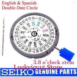 Watch Repair Kits English Spanish Double Date Circle High Quality Japan NH36A Auomatic Movement At 3/3.8 H WeekDay Display White/Black