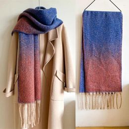 Scarves Gradient For Men Women Autumn Winter Warm Scarf Soft Fashion Cashmere Tassel Long Shawl Luxury Thickened Neckerchief