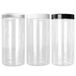 Jars 3Pcs 1000ml Empty Plastic Jar Clear Cosmetic Facial Cream Containers Food Candy Cookies Packaging Jars Kitchen Storage Bottle