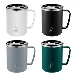 Mugs Stainless Steel Coffee Cup Mug With Lid Insulated Heat-resistant Tumbler Handle Drinkware