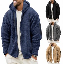Corduroy moletom 2023 jaqueta para outono e inverno masculino dupla face veet jaqueta quente, solto com capuz casual wear z1i7 #