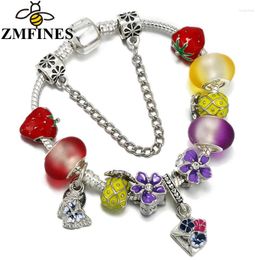 Charm Bracelets Colourful Bracelet For Women DIY Pineapple Strawberry Beads Pendants High-Quality Jewellery Accessories Drop