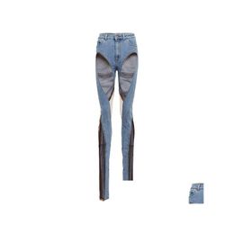 Jeans da donna Y2K Moda Denim Vita alta Spirale Scava Fuori Maglia Cowboy Prospettiva Pantaloni Cuciture Fessura 2023 Streetwear 2302061 21 Dr Oto7S