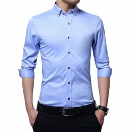 men Lg Sleeve French Cufflinks Shirt New Men's Casual Shirt Male Brand Solid Color White Black Blue Slim Fit Cuff Dr Shirts u26K#