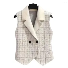 Women's Vests Fashion Imitation Mink Velvet Suit Vest Female Short Knitted Sweater Waistcoat Women Spring Autumn Jacket Coat Tops 2024