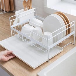 Hooks Kitchen Restaurant Dish Drainer Drying Rack Holder Plates Cup Tableware Bowl Shelf Classify Storage Basket