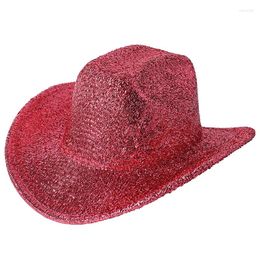 Berets Women's Men's Western Cowboy Hat Show Glitter Topper Cowgirl Wedding Carnival Rave Party Travel Costume Accessories