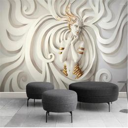 Wallpapers Milofi Relief Stereo Sculpture Beauty 3D TV Background Wall