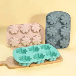 Baking Moulds 6-hole Flower Mung Bean Cake Silicone Mold Moon Bowl Chocolate Petal Pudding Jelly Accessories