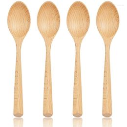 Coffee Scoops Big Deal Wooden Spoons 4 Piece Reusable Wood Dinnerware For Pasta Noodles Dinner Fruit Salad Desserts Chips Snacks Etc