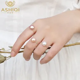 Cluster Rings ASHIQI Natural Freshwater Pearl Ring 925 Sterling Silver Jewellery Fashion Gifts For Women