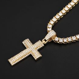 Iced Out Ankh Cross Pendant Necklace Choker Chain Necklace Women Hip-Hop Jewelry For Men Tennis Chain Fashion Link Gift 240315