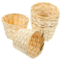 Dinnerware Sets 5 Pcs Woven Flower Basket Hand Made Fruit Serving Bread Bamboo Storage Snack Flowerpot Container