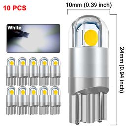 Upgrade 10 PCS Car LED Bulb T10 W5w 194 Signal Light 12V 7000K White Auto Interior Dome Reading Door Map Trunk Licence Plate Lamps
