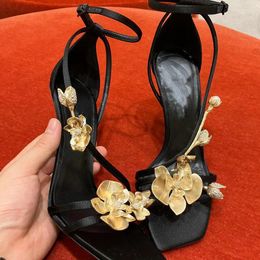 Casual Shoes Flower Sexy Fine High Heel Women Pumps Pointed Elegant Office Comfy Fashions Rose Brand Designer Party Dress