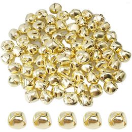 Decorative Flowers 100 Pieces Jingle Bells 15mm Metal Mini Craft Beads For DIY Gold