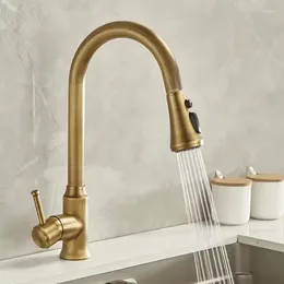 Kitchen Faucets Antique Pull Out Faucet Brass Sink Mixer Tap 360 Degree Rotation Torneira Cozinha Taps