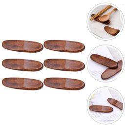 Chopsticks 6 Pcs Fork Solid Wood Spoon Holder Table Decor Spoons Rests Holders Wooden Desktop Decorative