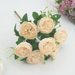 Decorative Flowers Wedding Artificial Peonies Realistic Branch With Stem 7 Head Faux For Home Decor Party Po
