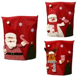 Chair Covers Christmas Cover Non-woven Fabric Santa Snowman Back For Dining Room Kitchen El Holiday Party Decor