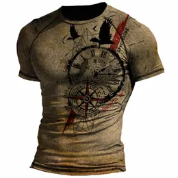 summer T-shirt Men 3D Compass Print Short Sleeve Tops Navigati Graphic 2023 Vintage T Shirt Oversized Tee Shirt Men Clothing V6VT#
