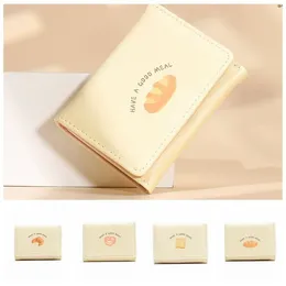 Wallets PU Leather Holder Wallet Casual Cartoon Bread Hand Bags Multi-Cards Three Fold Small Purse Girl