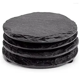 Baking Moulds 4 PCS Round Slate Black Coasters Handmade For Drinks Beverages Wine Glasses