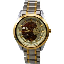 Hot Selling Fashion Trend, Feilangda Men's Hollowed Out and Transparent Bottom Fully Automatic Mechanical Watch, Steel Strip Leisure Watch