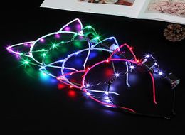 LED Cat Ear Headband Light Up Party Glowing Supplies Women Girl Flashing Hair Band Sticks Football Fan Concet Cheer Halloween Xmas2365493