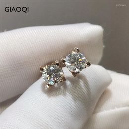 Stud Earrings GIAOQI Original 18K Rose Gold Plated Diamond Past Brilliant Cut Total 2 Carat D Colour Moissanite Cow Head