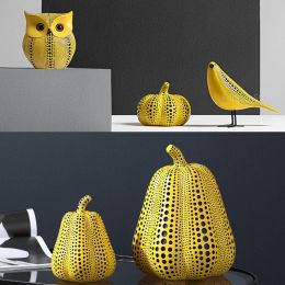 Sculptures Pumpkin Statue for Home Decor Accents Resin Statue Abstract Home Decor Model Accessories Living Room Crafts Decoration Modern