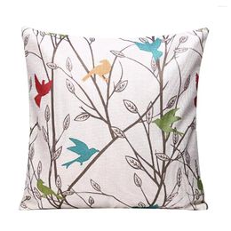 Pillow 18x18 Inch Bird Song Decoration Throw Cover Linen Protective Sofa Terrace Chair