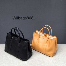 Totes Handbag L Garden Bag 30 First Layer Vegetable Tanning Tree Cream Cow Leather Tote Bag Manual Wax Line Handbag Messenger Bag