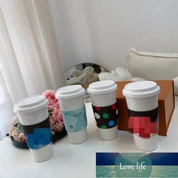 Fashion Cross-Border Creative Leather Cover Ceramic Cup Coffee Cups Duck Flower Gift Bone-China Cups