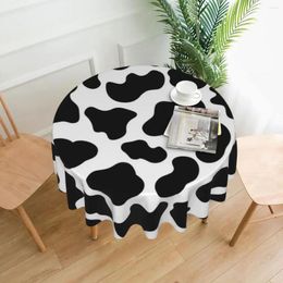 Table Cloth Cow Stripes Round Tablecloth Black Polyester Modern Home Picnic Events Party Pattern Cover