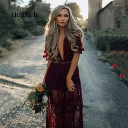 Party Dresses Boho Inspired Gypsy Embroidery Lace Maxi Dress Plunge Neck Slit Side Tunic Summer 2024 Sexy Beach Clothes Female