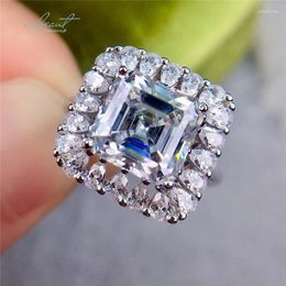 Cluster Rings Inbeaut Arrival 925 Silver Excellent Cut 5.5 Ct 10 10mm Pass Diamond Test Square D Color Moissanite Wedding Ring For Women