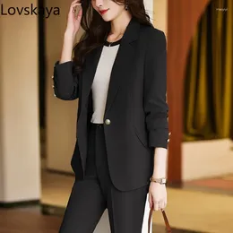 Women's Two Piece Pants Style Black Suit Coat Professional Wear Autumn And Winter Set This Year