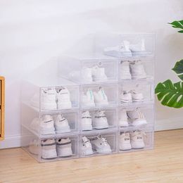 6pcs/set Transparent Plastic Shoes Case Thickened Drawer Case Plastic Shoe Boxes Stackable Box Shoe Organiser Shoebox 240326