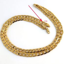 18 K Solid Yellow Gold Filled curb Cuban Link Chain Necklace curb Italian Stamp 750 Men's Women 7mm 75CM long Hip-Hop3278