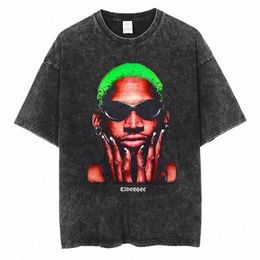 Dennis Rodman Grafik T-shirt Übergroßen Sommer Männer Kleidung Cott Vintage T-shirt Fi Hip Hop Streetwear Kurzarm T-shirts R5NM #