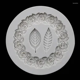 Baking Moulds 1pcs Rosette Leaves Silicone Mould Resin Cake Diy Chocolate Picture Frame Sugar Moulding Free Decoration Tools